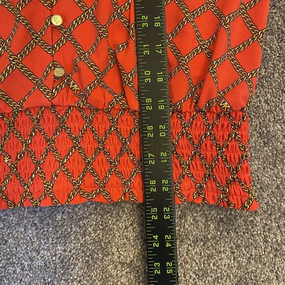 Michael Kors Women's Blouse Sea Coral Short Sleeves V-Neck Top Size S - NWT $98 - Picture 10 of 14